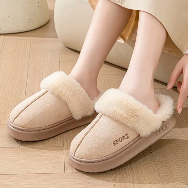 chaussons en peluche mules femme élégance crème