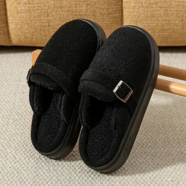 chaussons homme peau de mouton noirs