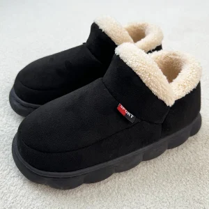 Chaussons originaux homme en peluche noirs