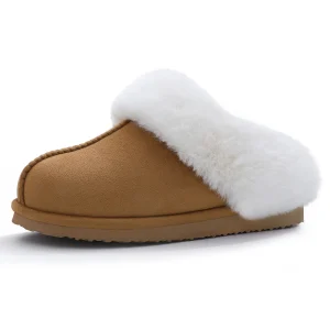 Chaussons mules fourrées femme couleurs café
