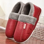 chaussons cuir homme rouge