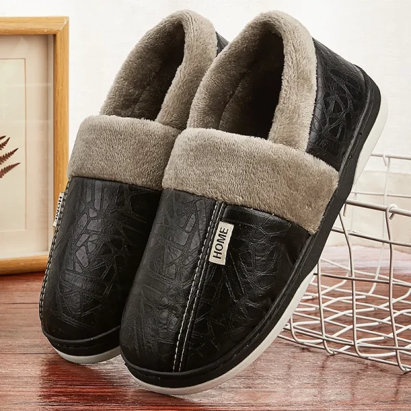 chaussons cuir homme noirs