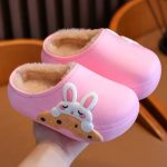 chaussons cuir mules imperméable lapin rose
