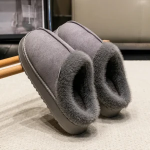 chaussons chauds homme en cuir