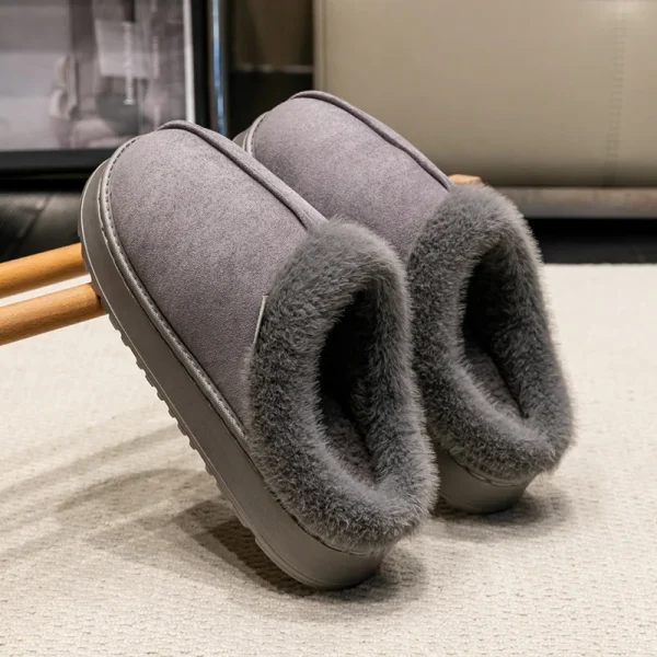 chaussons chauds homme en cuir