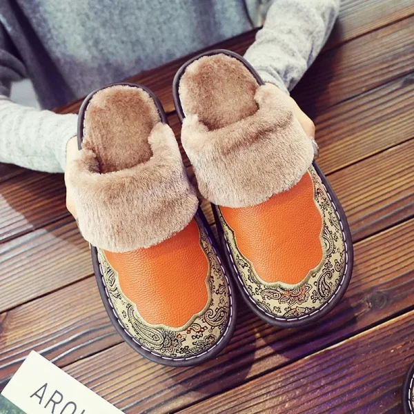 babouches en cuir orange