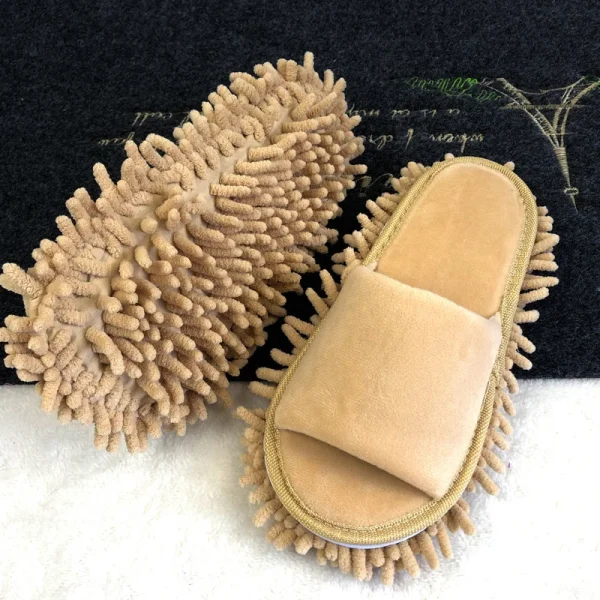 Chaussons serpillère microfibre beige pour nettoyage