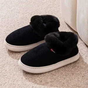 chaussons chauds femme montants d'hiver noirs