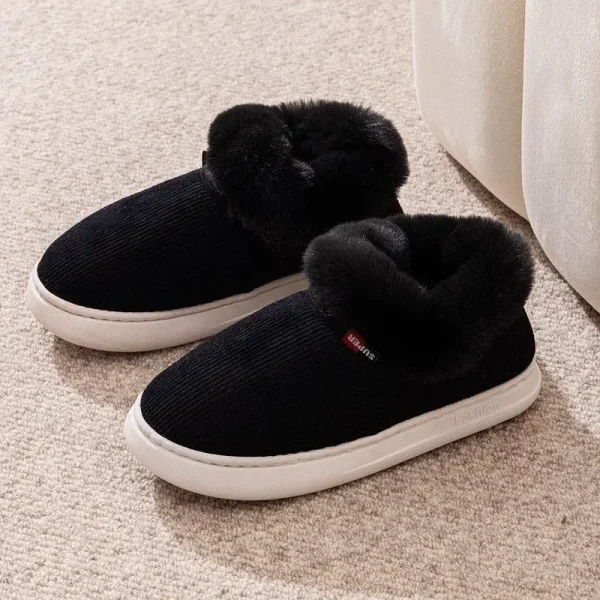 chaussons chauds femme montants d'hiver noirs