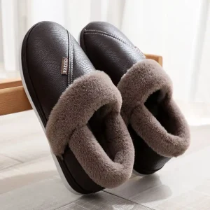 Chaussons cuir homme marrons