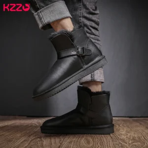 Chaussons cuir mouton retourné homme noirs