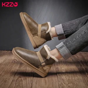 Chaussons cuir mouton retourné homme Café