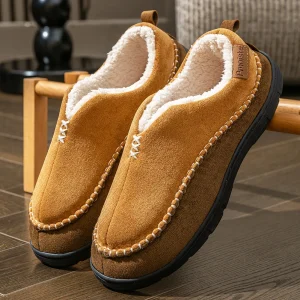 Chaussons cuir brodés homme tradition Kaki