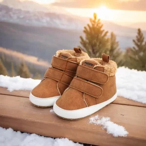 Chaussons bébé cuir fourrés hiver