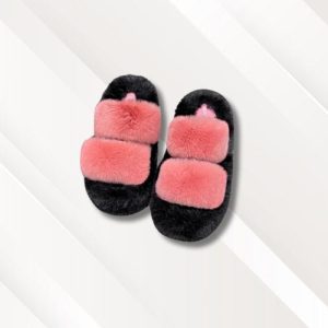 chaussons femme mules poils longs confort