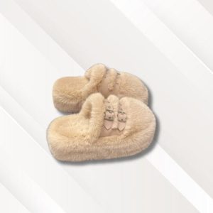 Chaussons mules femme en marron