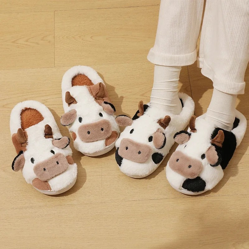 chaussons doux vache noire