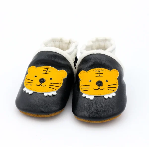 chaussons en cuir bébé motif chat