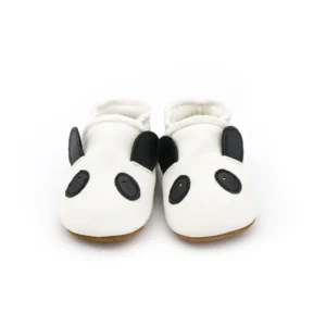 chaussons panda en cuir