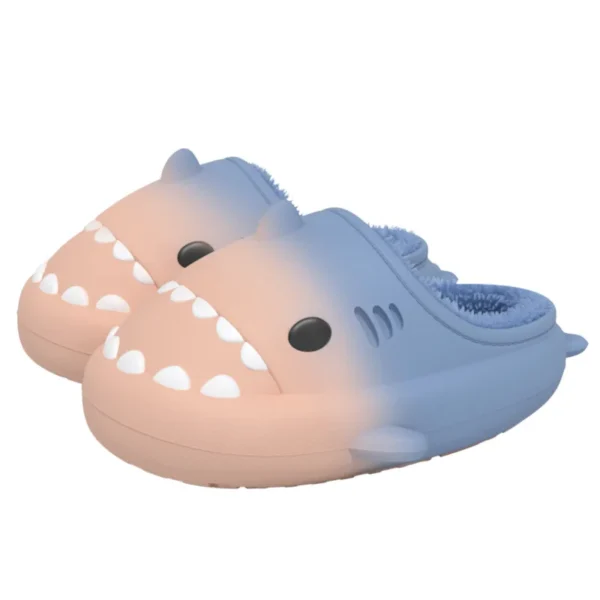 Chaussons requin dégradé rose bleu fourrés doux