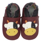 chaussons bébé cuir rouge