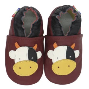chaussons bébé cuir rouge