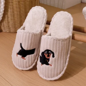 chaussons teckel côtelés
