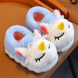Chaussons licorne enfant fourrés colorés