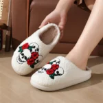 chaussons unisexe Halloween motifs crâne de rose blanc