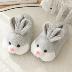 Chaussons lapin gris et blancs cocooning