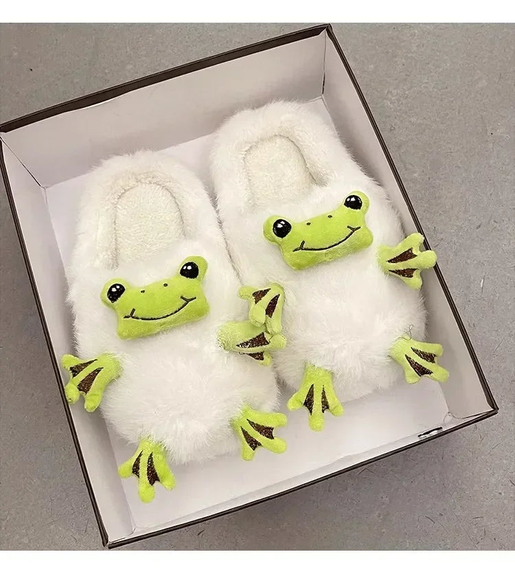 Confortables chaussons grenouille humoristiques
