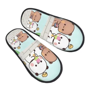 chaussons panda bleus