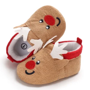 chaussons Noël bébé bien chauds mini cerf