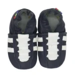 Chaussons bébé cuir motif serpent bleu foncé