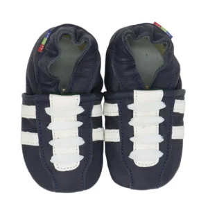 Chaussons bébé cuir motif serpent bleu foncé
