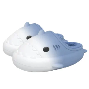 Chaussons Requin dégradé blanc et bleu confortables