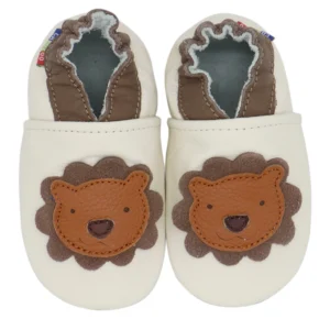 chaussons bébé cuir fille Lion