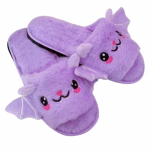 chaussons halloween enfants chauve-souris violets