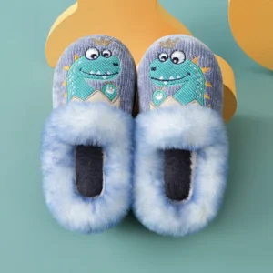 Chaussons enfant dinosaure chauds et doux en peluche