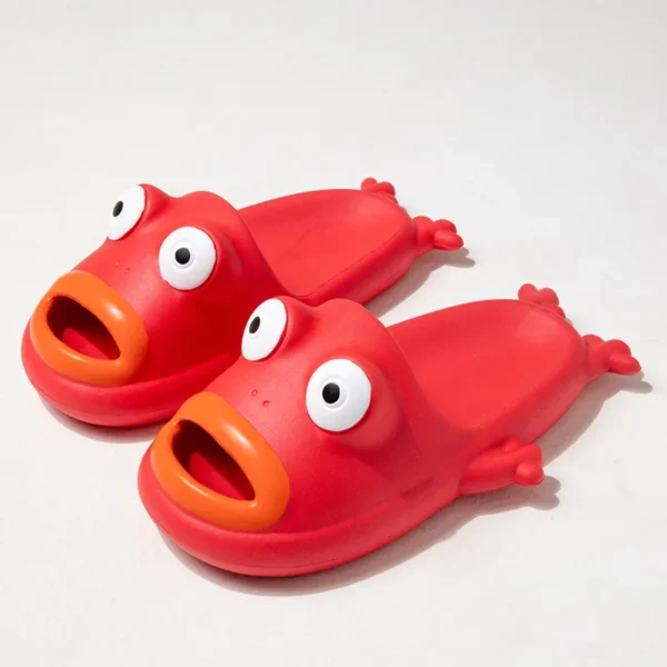 Chaussons grenouille rouges confortables pour la maison