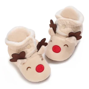 Chaussons de Noël pour bébé avec motif cerfs