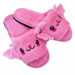Chaussons Halloween pour enfants en forme de chauve-souris rose