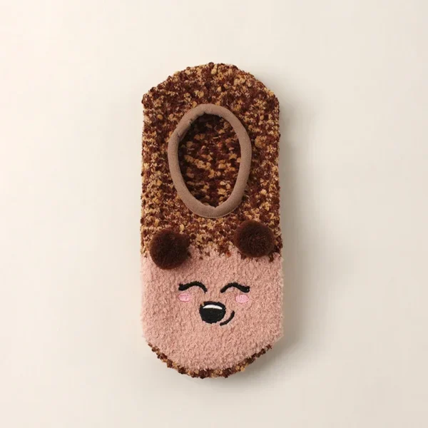 Chaussons chaussettes hérisson motif café pour hiver