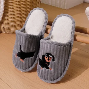 Chaussons Teckel Côtelés unisexe gris