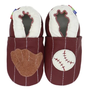 chaussons bébé baseball rouge foncé
