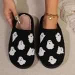 chaussons Halloween noirs motifs monstre