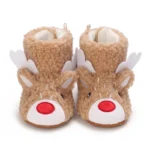 Chaussons Bébé Noël Polaire – Style  cerf beige Festif et Confort Naturel