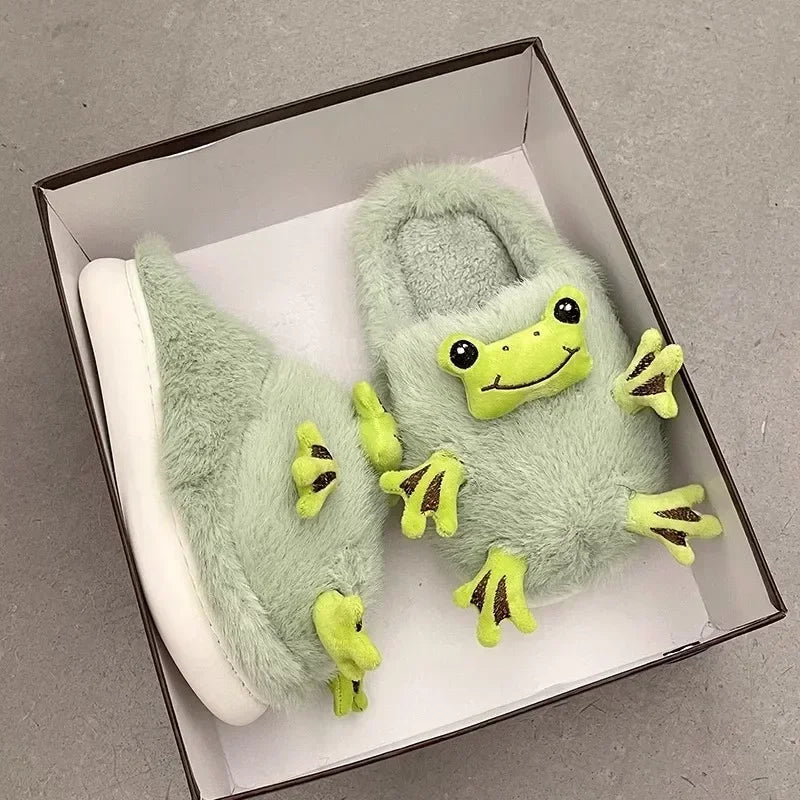 Pantoufles vertes grenouille pour détente