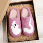 Chaussons Halloween violets fantôme
