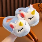 chaussons licorne enfant bleus